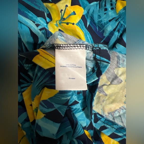 Land’s End M P Med Petite Tropical Floral Shirt Top Sleeve Cotton Relaxed Fit LN - Picture 4 of 6